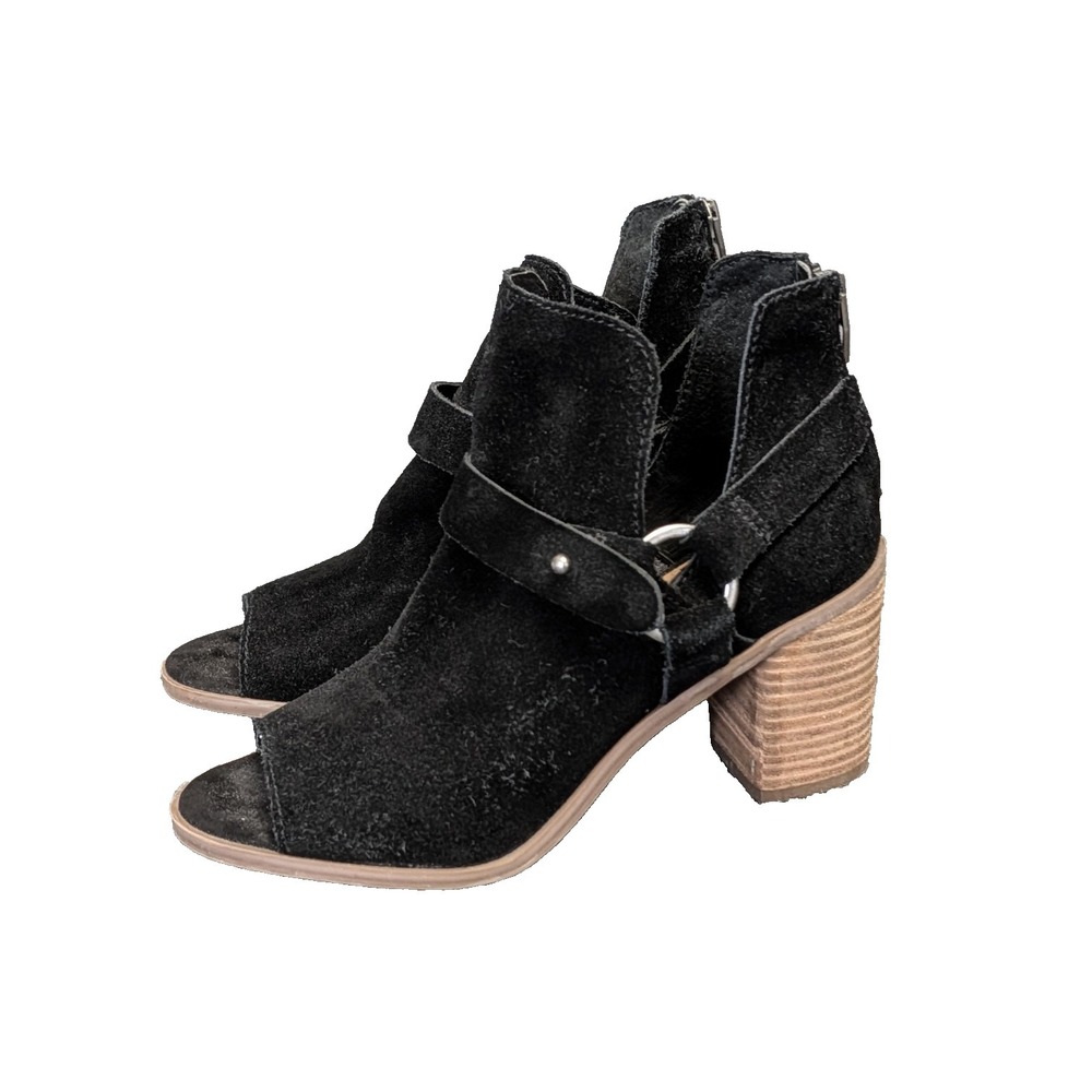 Crown Vintage Mason Bootie Womens‎ 6 Black Suede Leather Open Toe Western